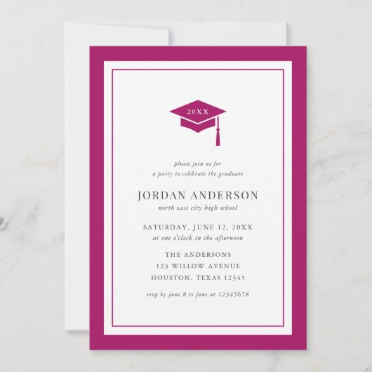 Editable Color Mortarboard Graduation Party Kaart (Voorkant)