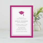 Editable Color Mortarboard Graduation Party Kaart (Staand voorkant)