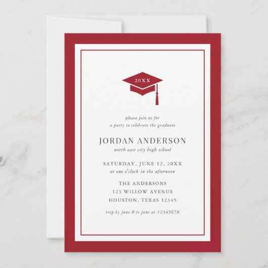 Editable Color Mortarboard Graduation Party Kaart (Voorkant)