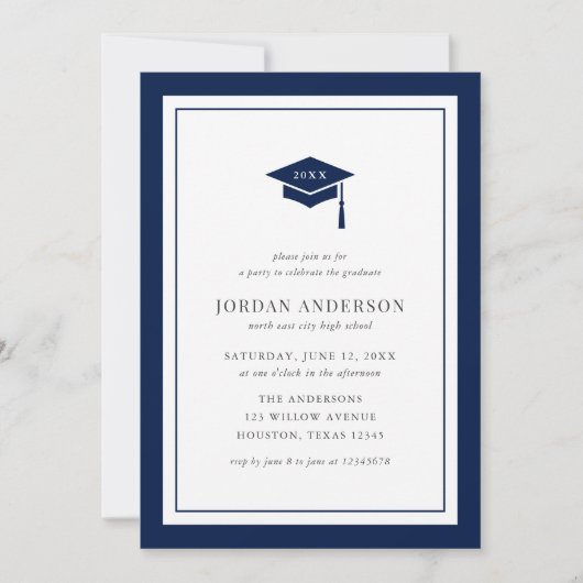 Editable Color Mortarboard Graduation Party Kaart (Voorkant)