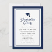Editable Color Mortarboard Script Graduation Party Kaart (Voorkant)