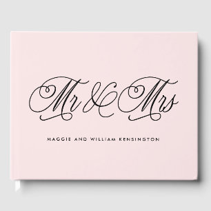 EDITABLE COLOR Mr & Mrs Elegant Script Wedding Gastenboek