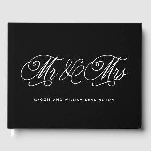 EDITABLE COLOR Mr & Mrs Elegant Script Wedding Gastenboek