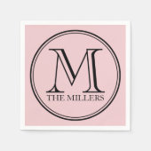 Editable Color Name Round Black Monogram Servet (Voorkant)