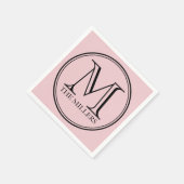 Editable Color Name Round Black Monogram Servet (Hoek)