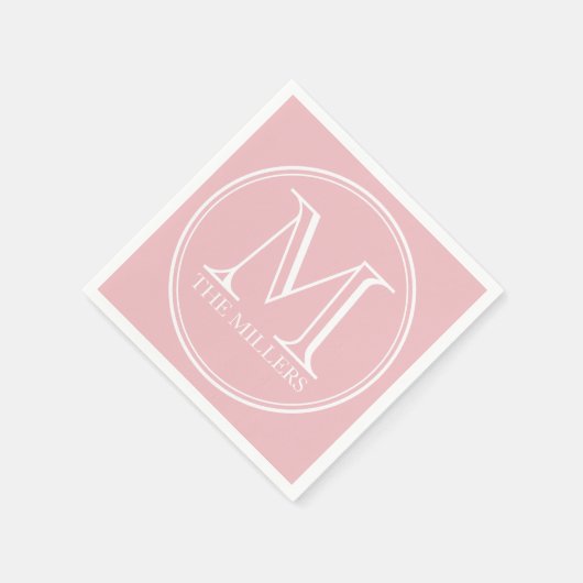 Editable Color Name Round White Monogram Servet (Hoek)