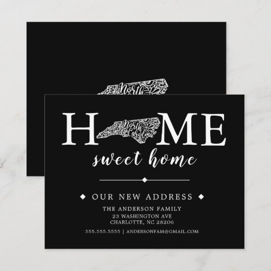 Editable Color NORTH CAROLINA Moving Notice Kaart (Voorkant / Achterkant)