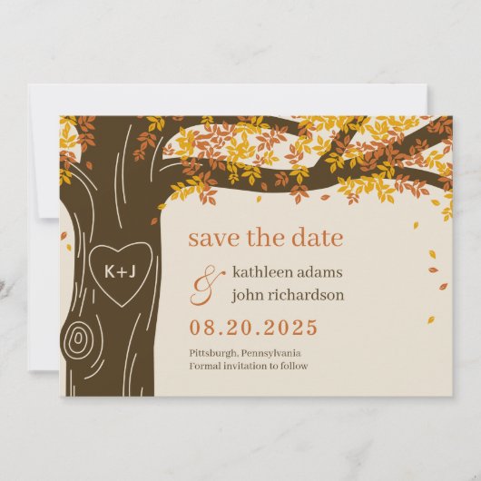EDITABLE COLOR Oak Save the Date Kaart (Voorkant)