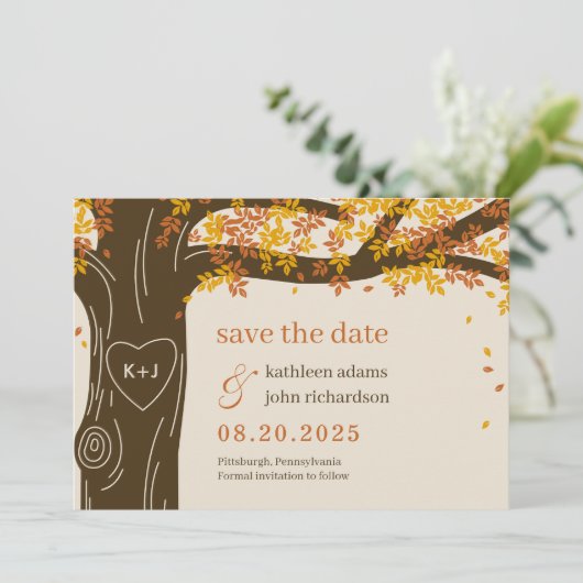 EDITABLE COLOR Oak Save the Date Kaart (Staand voorkant)