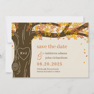EDITABLE COLOR Oak Save the Date Kaart