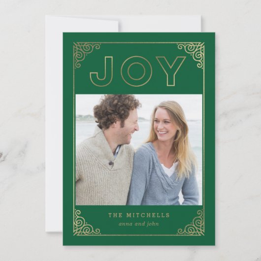 EDITABLE COLOR Refined Joy Holiday Photo Card Feestdagenkaart (Voorkant)