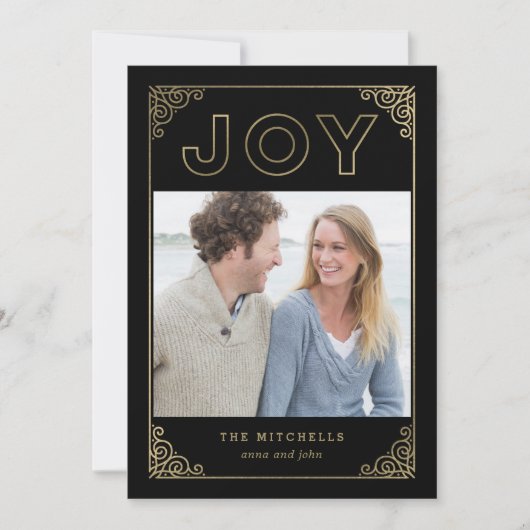 EDITABLE COLOR Refined Joy Holiday Photo Card Feestdagenkaart (Voorkant)