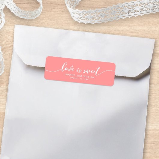 Editable Color Relax Script Love is Sweet Wedding Etiket