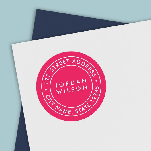 EDITABLE Color Round Double Border Return-adres Ronde Sticker
