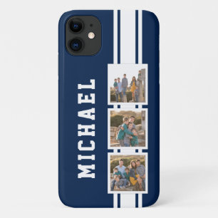 Editable Color Sporty Varsity White Stripes Foto Case-Mate iPhone Case