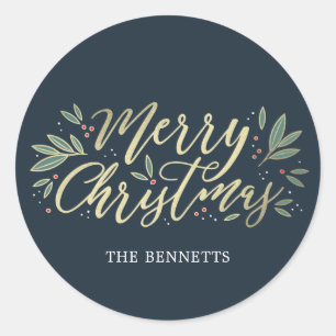 EDITABLE COLOR-Sticker met kerstgloed Ronde Sticker
