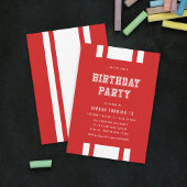 Editable Color Varsity Any Age Birthday Party Kaart
