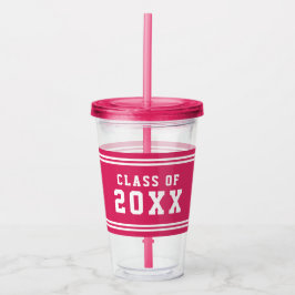 Editable Color Varsity Graduing Class of Year Acryl Drinkbeker