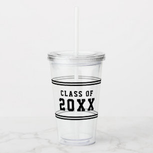 Editable Color Varsity Graduing Class of Year Acryl Drinkbeker