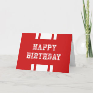 Editable Color Varsity Happy Birthday Kaart