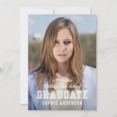 Editable Color Varsity Photo Afstuderen Afstudeerd Kaart (Voorkant)