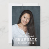 Editable Color Varsity Photo Afstuderen Afstudeerd Kaart (Voorkant)