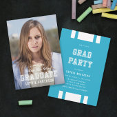 Editable Color Varsity Photo Afstuderen Afstudeerd Kaart