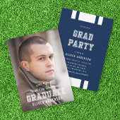 Editable Color Varsity Photo Afstuderen Afstudeerd Kaart