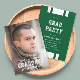 Editable Color Varsity Photo Afstuderen Afstudeerd Kaart