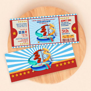 Editable Color Water Park Ticket Birthday Kaart