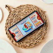 Editable Color Water Park Ticket Birthday Kaart