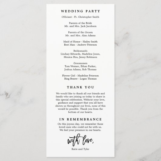 EDITABLE COLOR Wedding Ceremony Program #BCC Programmakaart (Achterkant)