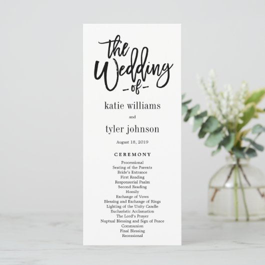 EDITABLE COLOR Wedding Ceremony Program #BCC Programmakaart (Staand voorkant)