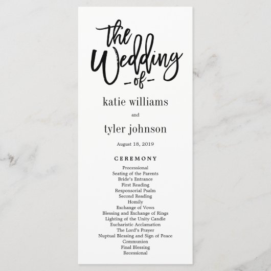 EDITABLE COLOR Wedding Ceremony Program #BCC Programmakaart (Voorkant)