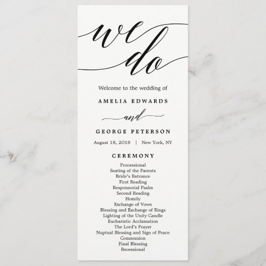 EDITABLE COLOR Wedding Ceremony Program #MSC Programmakaart (Voorkant)