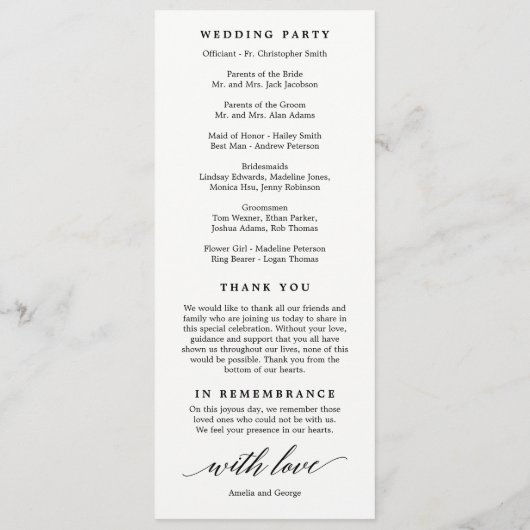 EDITABLE COLOR Wedding Ceremony Program #MSC Programmakaart (Achterkant)