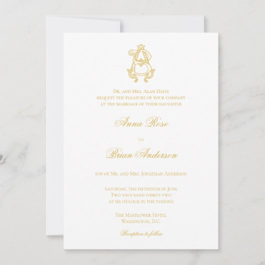 EDITABLE COLORS AB Monogram BA Logo Invitation Kaart (Voorkant)