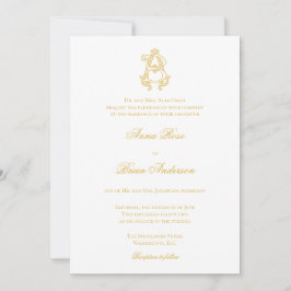 EDITABLE COLORS AB Monogram BA Logo Invitation Kaart