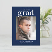 Editable Colors Serif Photo Afstudeerder Announoun Kaart (Staand voorkant)