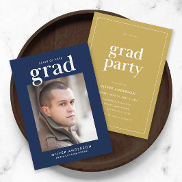 Editable Colors Serif Photo Graduation Party Kaart