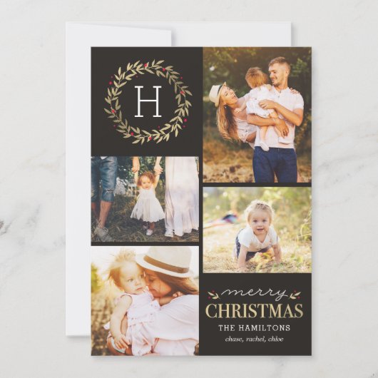 EDITABLE Colour Festive Wreatry kerst Feestdagenkaart (Voorkant)