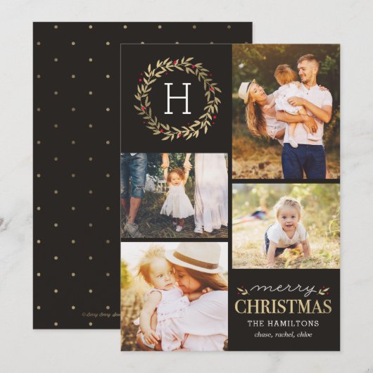 EDITABLE Colour Festive Wreatry kerst Feestdagenkaart (Voorkant / Achterkant)