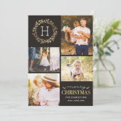 EDITABLE Colour Festive Wreatry kerst Feestdagenkaart (Staand voorkant)