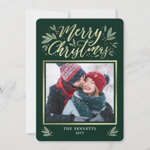 EDITABLE Colour Kerstmis Glow Holiday-fotokaart Feestdagenkaart