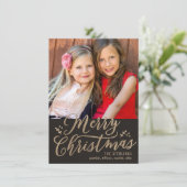 EDITABLE Colour Merry kerstfeestdag fotokaart Feestdagenkaart (Staand voorkant)