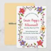 Editable Colourful Flowers and Leaves Frame Kaart (Voorkant / Achterkant)