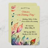 Editable Colourful Leaves Invitation Kaart (Voorkant / Achterkant)
