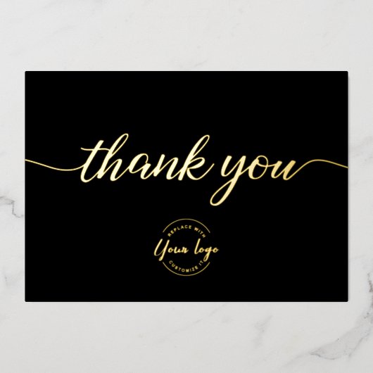 Editable Company logo Hartelijk dank voor Gold Bla Folie Feestdagenkaart (Voorkant)