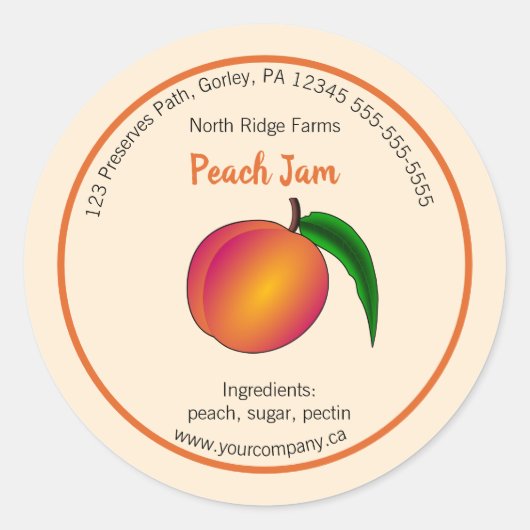 Editable Company Peach Jam Label (Voorkant)