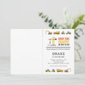 Editable Construction Trucks Theme Fotodag Kaart (Staand voorkant)